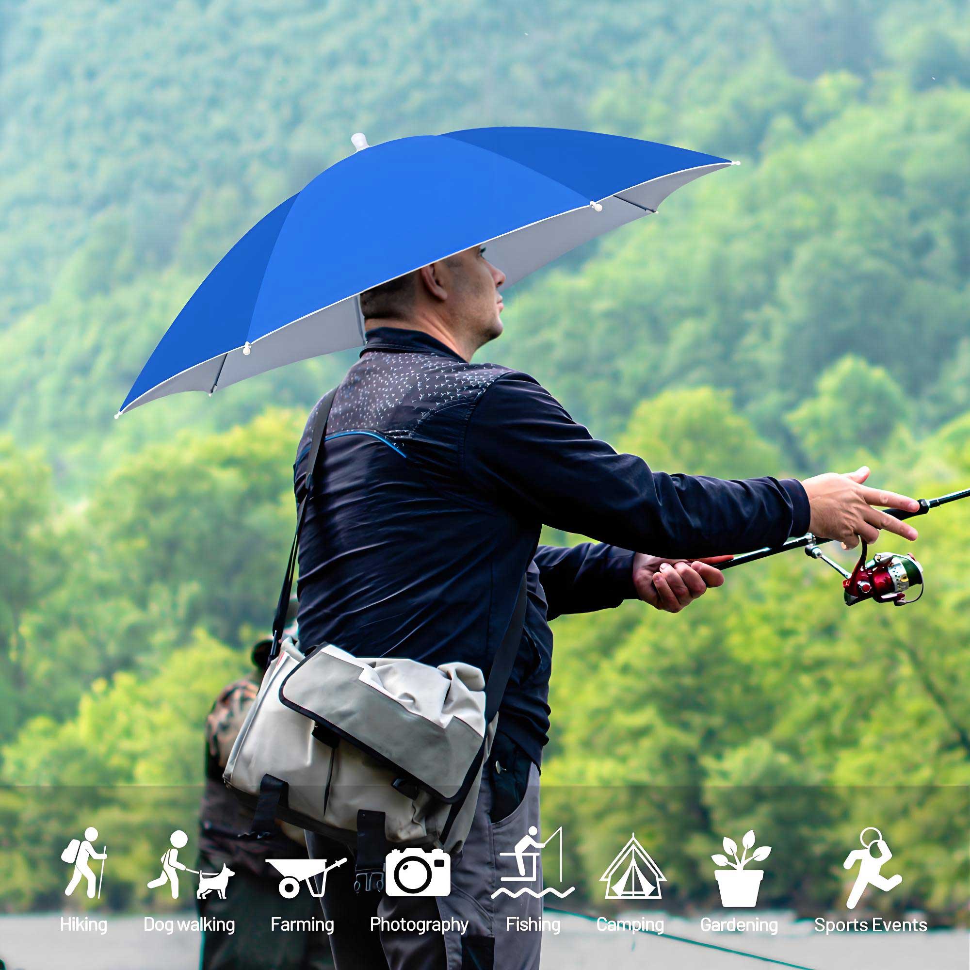 Fishing Umbrella Hat, Lightweight Hands-Free Design with Adjustable Headband, Head Umbrella Hats for Adults Women & Men, 8-Rib Sun Rain Cap for Fishing, Gardening, Camping & Outdoor Use Fishing Umbrella Hat, Lightweight Hands-Free Design with Adjustable Headband, Head Umbrella Hats for Adults Women & Men, 8-Rib Sun Rain Cap for Fishing, Gardening, Camping & Outdoor Use