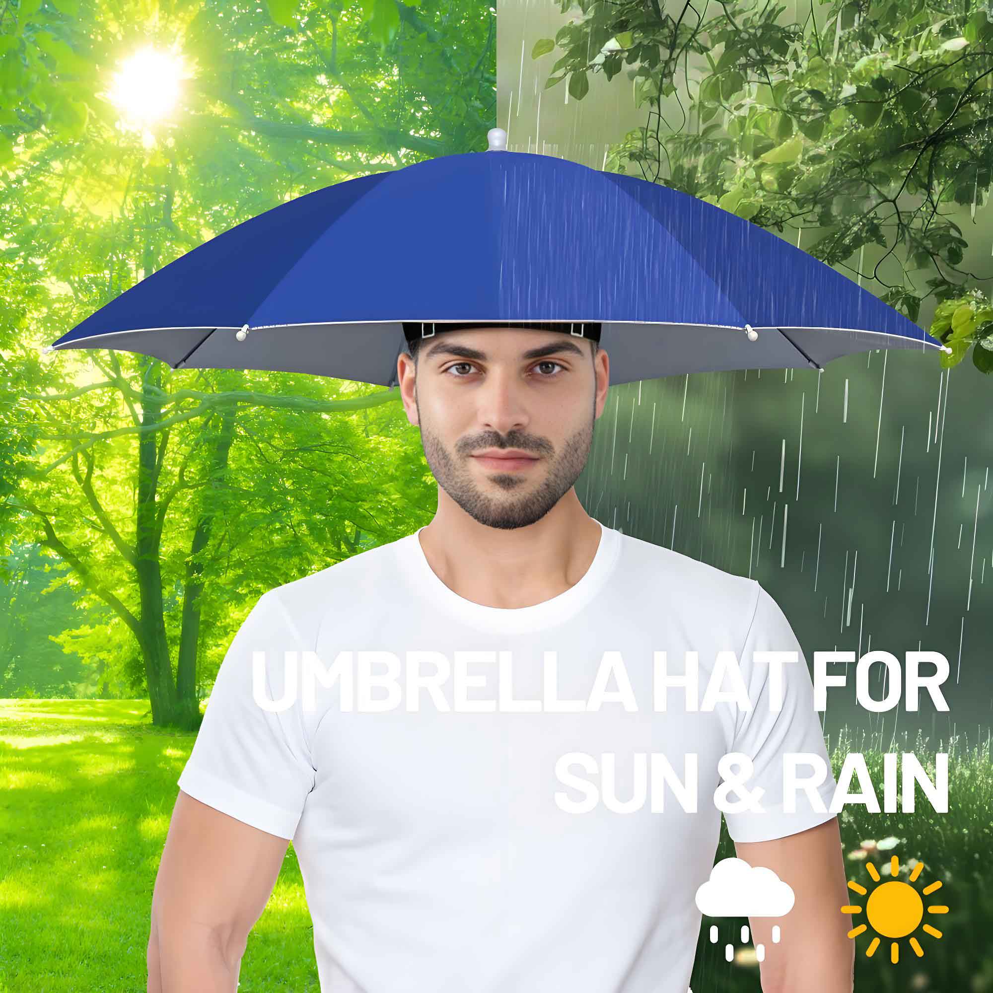 Fishing Umbrella Hat, Lightweight Hands-Free Design with Adjustable Headband, Head Umbrella Hats for Adults Women & Men, 8-Rib Sun Rain Cap for Fishing, Gardening, Camping & Outdoor Use Fishing Umbrella Hat, Lightweight Hands-Free Design with Adjustable Headband, Head Umbrella Hats for Adults Women & Men, 8-Rib Sun Rain Cap for Fishing, Gardening, Camping & Outdoor Use