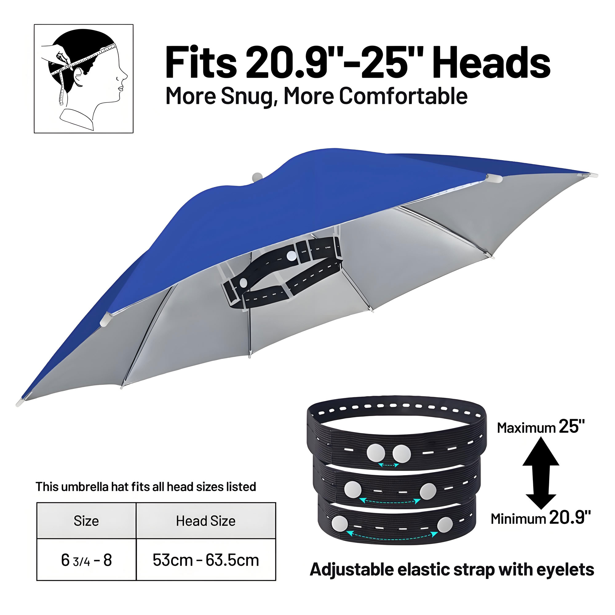 Fishing Umbrella Hat, Lightweight Hands-Free Design with Adjustable Headband, Head Umbrella Hats for Adults Women & Men, 8-Rib Sun Rain Cap for Fishing, Gardening, Camping & Outdoor Use Fishing Umbrella Hat, Lightweight Hands-Free Design with Adjustable Headband, Head Umbrella Hats for Adults Women & Men, 8-Rib Sun Rain Cap for Fishing, Gardening, Camping & Outdoor Use