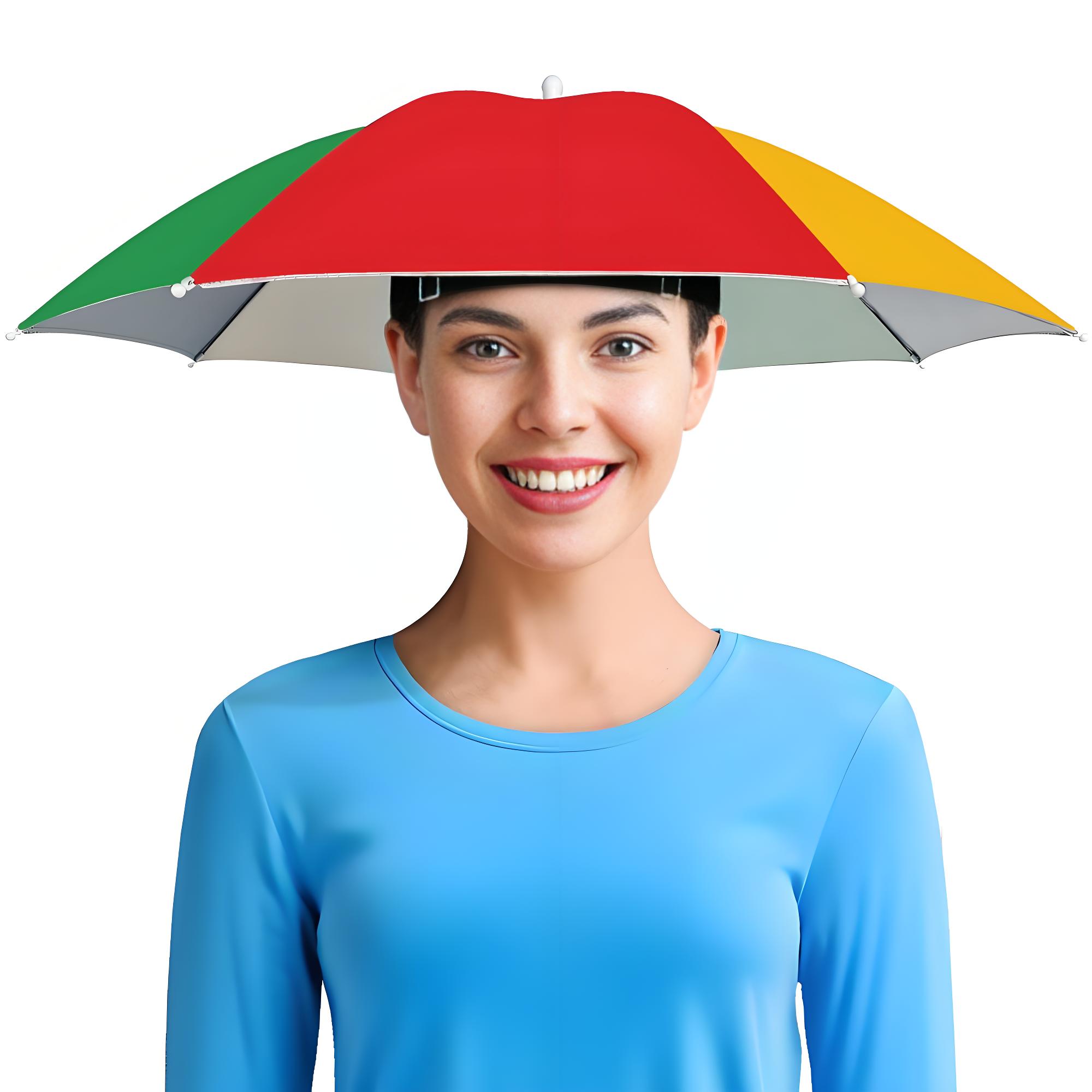 Fishing Umbrella Hat, Lightweight Hands-Free Design with Adjustable Headband, Head Umbrella Hats for Adults Women & Men, 8-Rib Sun Rain Cap for Fishing, Gardening, Camping & Outdoor Use