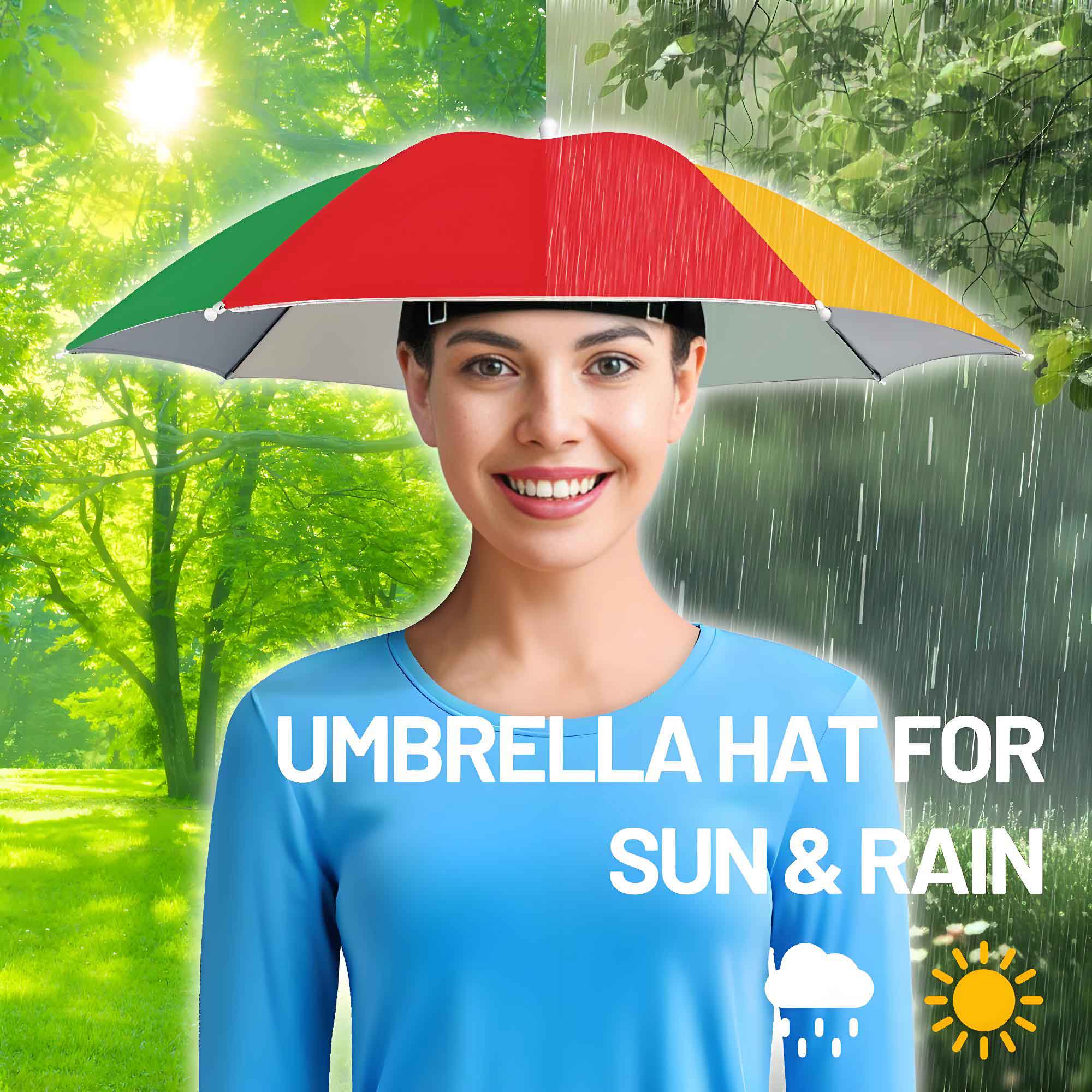 Fishing Umbrella Hat, Lightweight Hands-Free Design with Adjustable Headband, Head Umbrella Hats for Adults Women & Men, 8-Rib Sun Rain Cap for Fishing, Gardening, Camping & Outdoor Use Fishing Umbrella Hat, Lightweight Hands-Free Design with Adjustable Headband, Head Umbrella Hats for Adults Women & Men, 8-Rib Sun Rain Cap for Fishing, Gardening, Camping & Outdoor Use