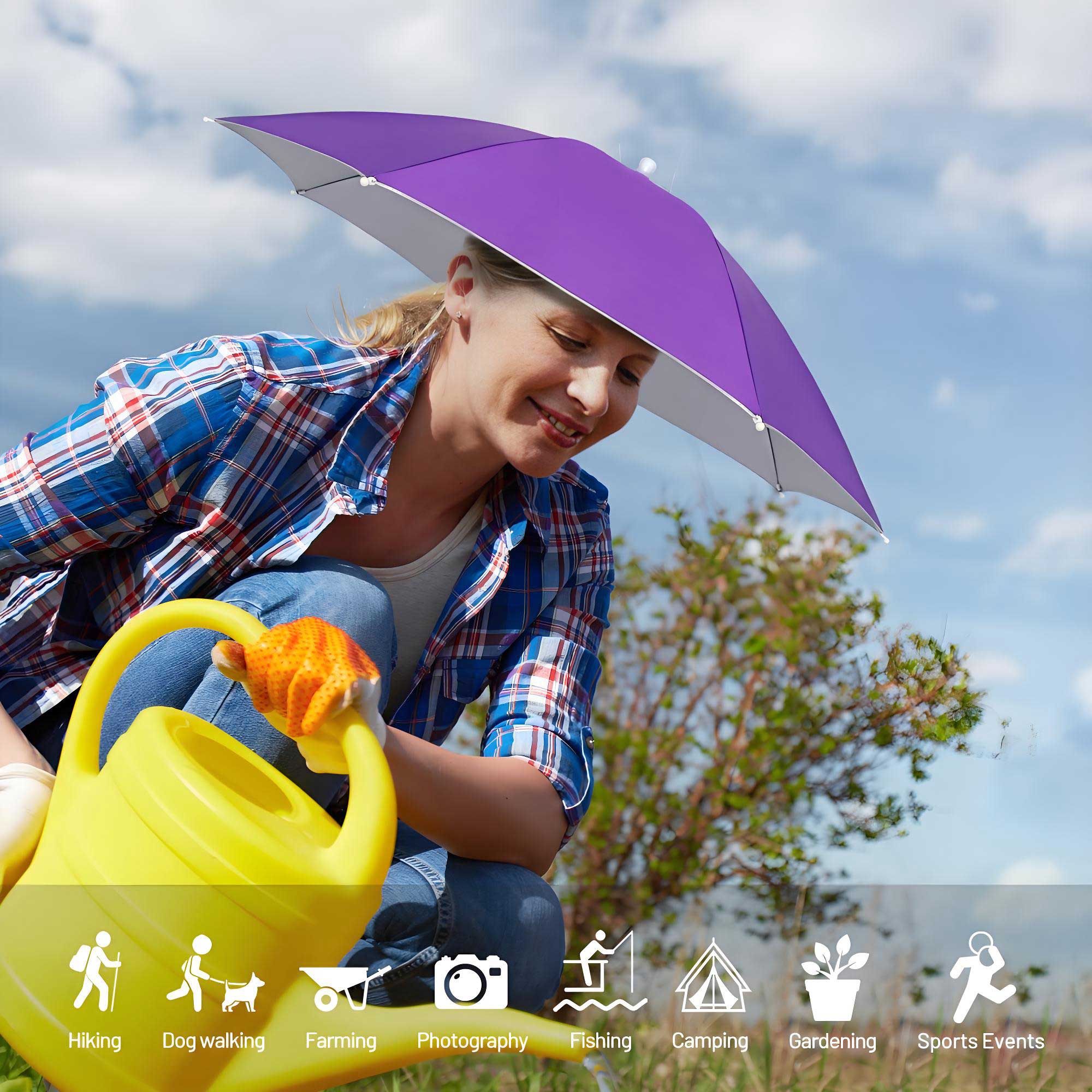 Fishing Umbrella Hat, Lightweight Hands-Free Design with Adjustable Headband, Head Umbrella Hats for Adults Women & Men, 8-Rib Sun Rain Cap for Fishing, Gardening, Camping & Outdoor Use Fishing Umbrella Hat, Lightweight Hands-Free Design with Adjustable Headband, Head Umbrella Hats for Adults Women & Men, 8-Rib Sun Rain Cap for Fishing, Gardening, Camping & Outdoor Use