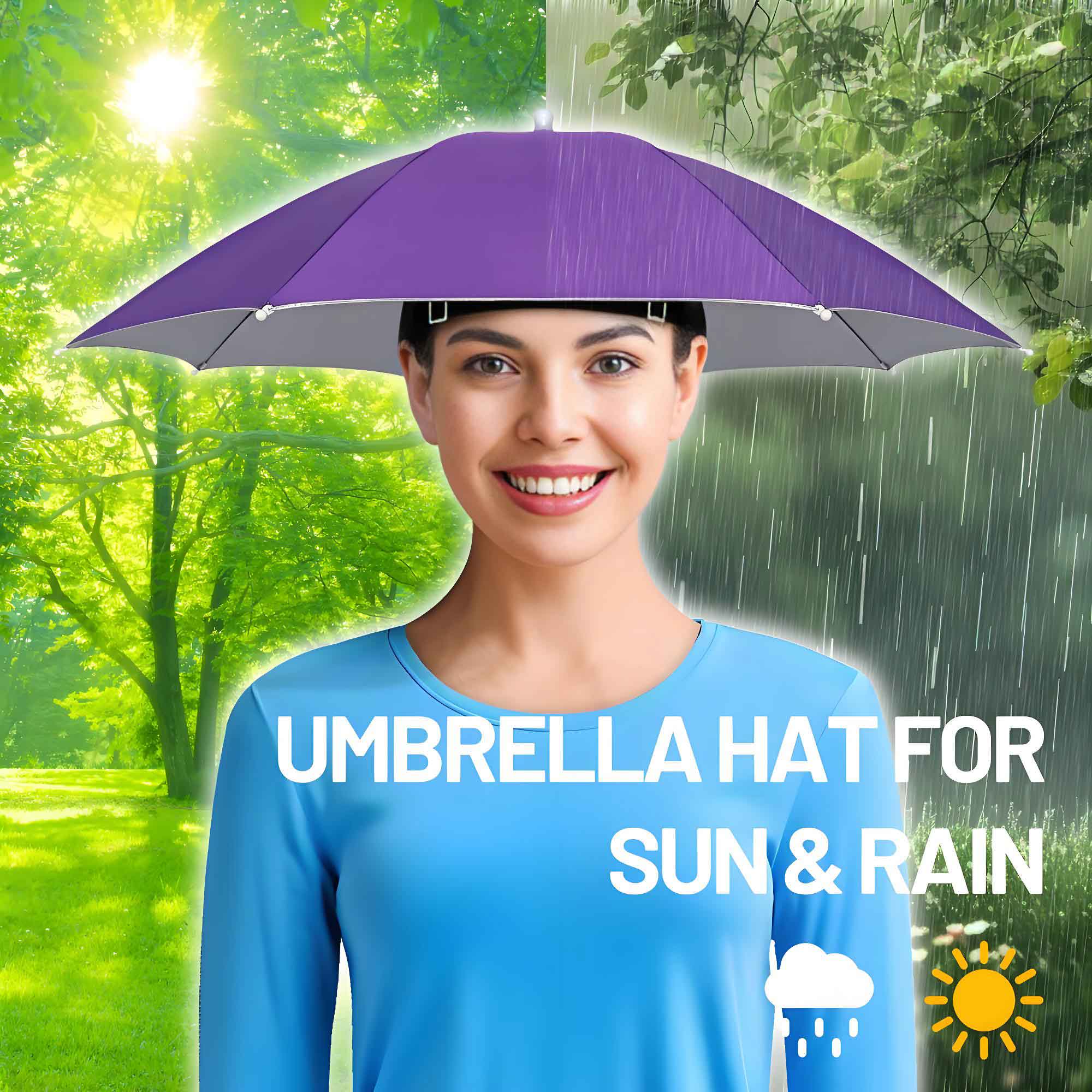 Fishing Umbrella Hat, Lightweight Hands-Free Design with Adjustable Headband, Head Umbrella Hats for Adults Women & Men, 8-Rib Sun Rain Cap for Fishing, Gardening, Camping & Outdoor Use Fishing Umbrella Hat, Lightweight Hands-Free Design with Adjustable Headband, Head Umbrella Hats for Adults Women & Men, 8-Rib Sun Rain Cap for Fishing, Gardening, Camping & Outdoor Use