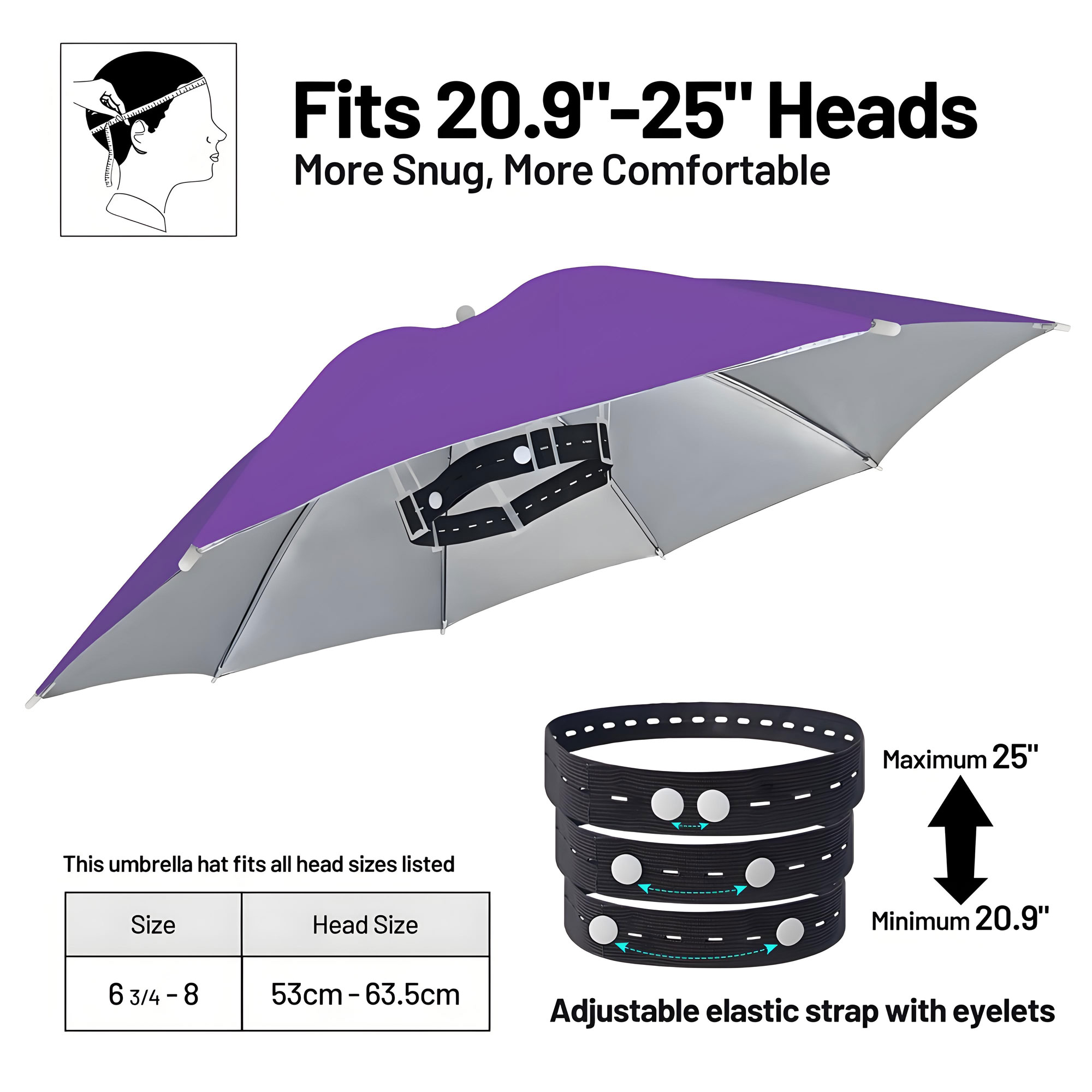 Fishing Umbrella Hat, Lightweight Hands-Free Design with Adjustable Headband, Head Umbrella Hats for Adults Women & Men, 8-Rib Sun Rain Cap for Fishing, Gardening, Camping & Outdoor Use Fishing Umbrella Hat, Lightweight Hands-Free Design with Adjustable Headband, Head Umbrella Hats for Adults Women & Men, 8-Rib Sun Rain Cap for Fishing, Gardening, Camping & Outdoor Use