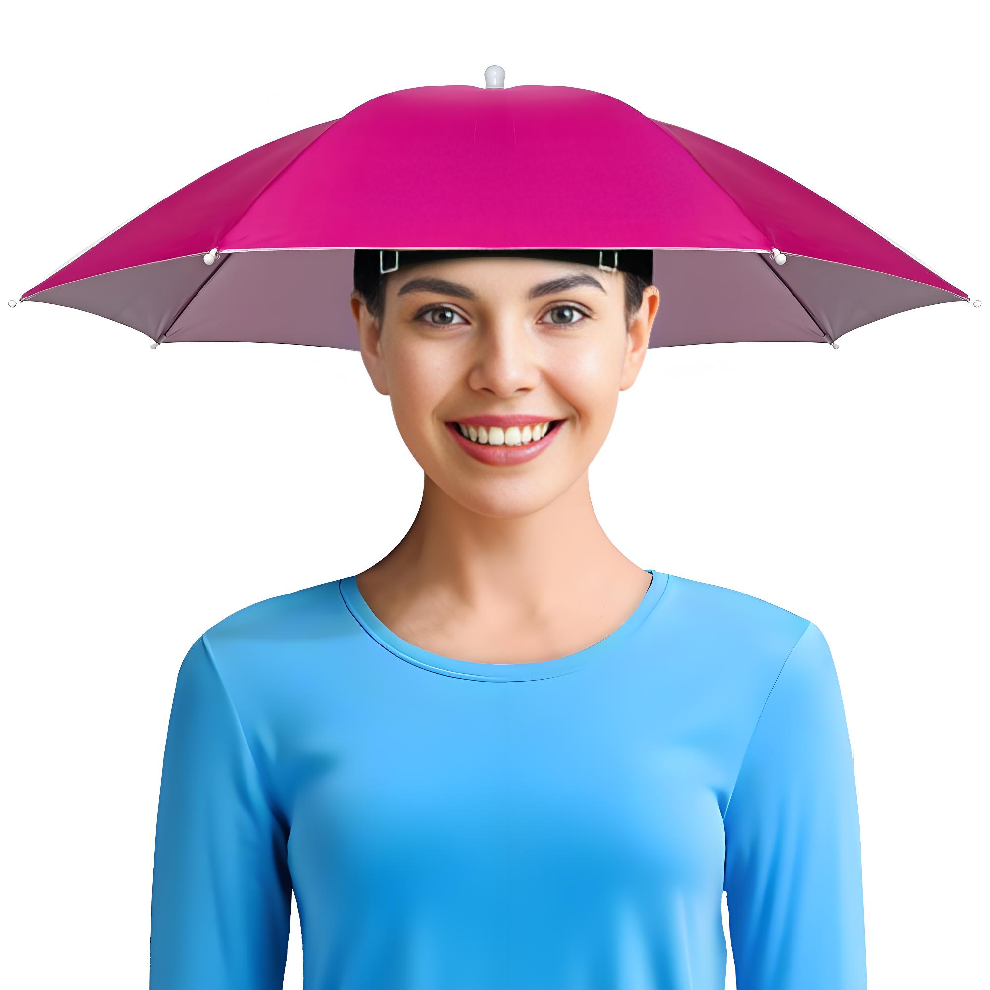 Fishing Umbrella Hat, Lightweight Hands-Free Design with Adjustable Headband, Head Umbrella Hats for Adults Women & Men, 8-Rib Sun Rain Cap for Fishing, Gardening, Camping & Outdoor Use
