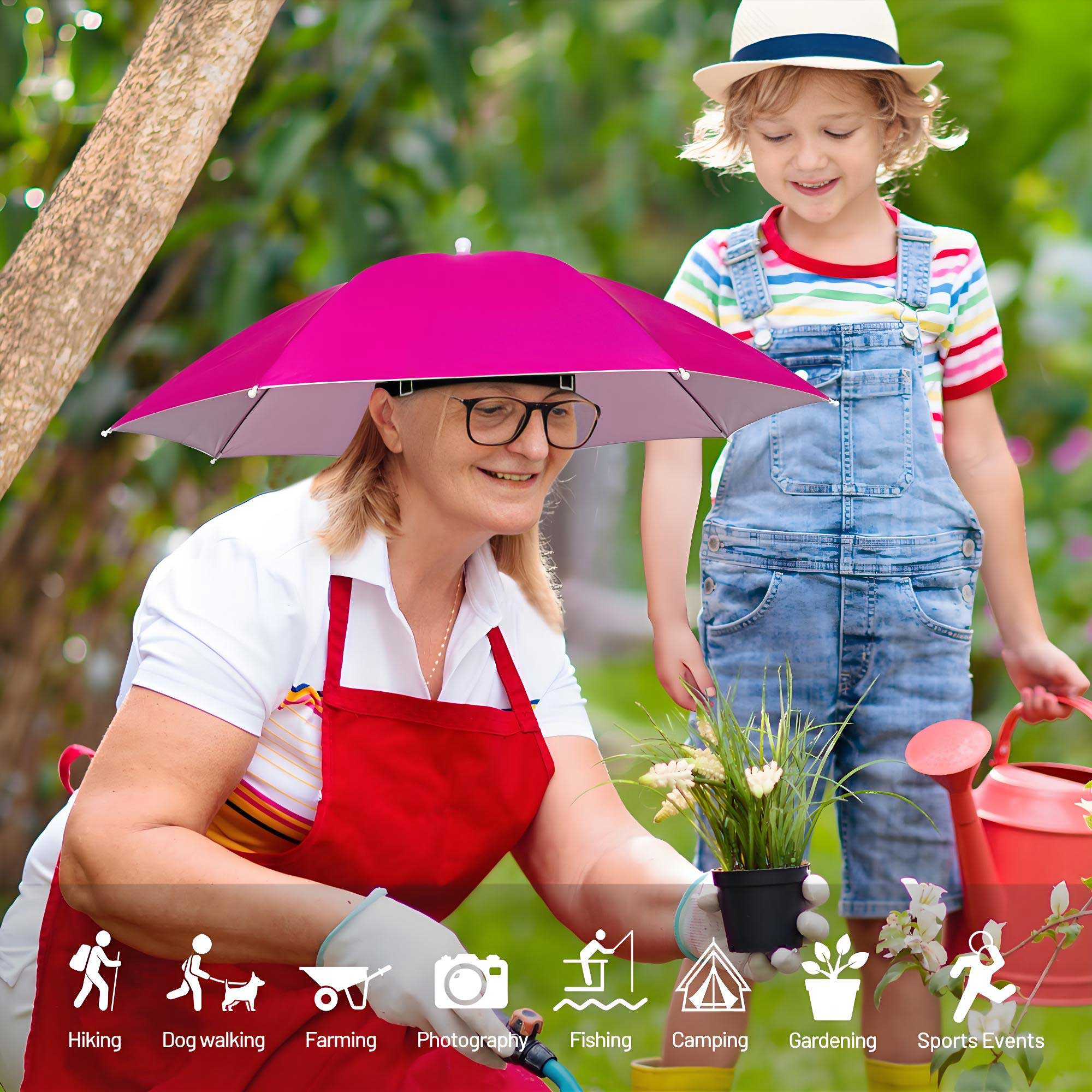 Fishing Umbrella Hat, Lightweight Hands-Free Design with Adjustable Headband, Head Umbrella Hats for Adults Women & Men, 8-Rib Sun Rain Cap for Fishing, Gardening, Camping & Outdoor Use Fishing Umbrella Hat, Lightweight Hands-Free Design with Adjustable Headband, Head Umbrella Hats for Adults Women & Men, 8-Rib Sun Rain Cap for Fishing, Gardening, Camping & Outdoor Use