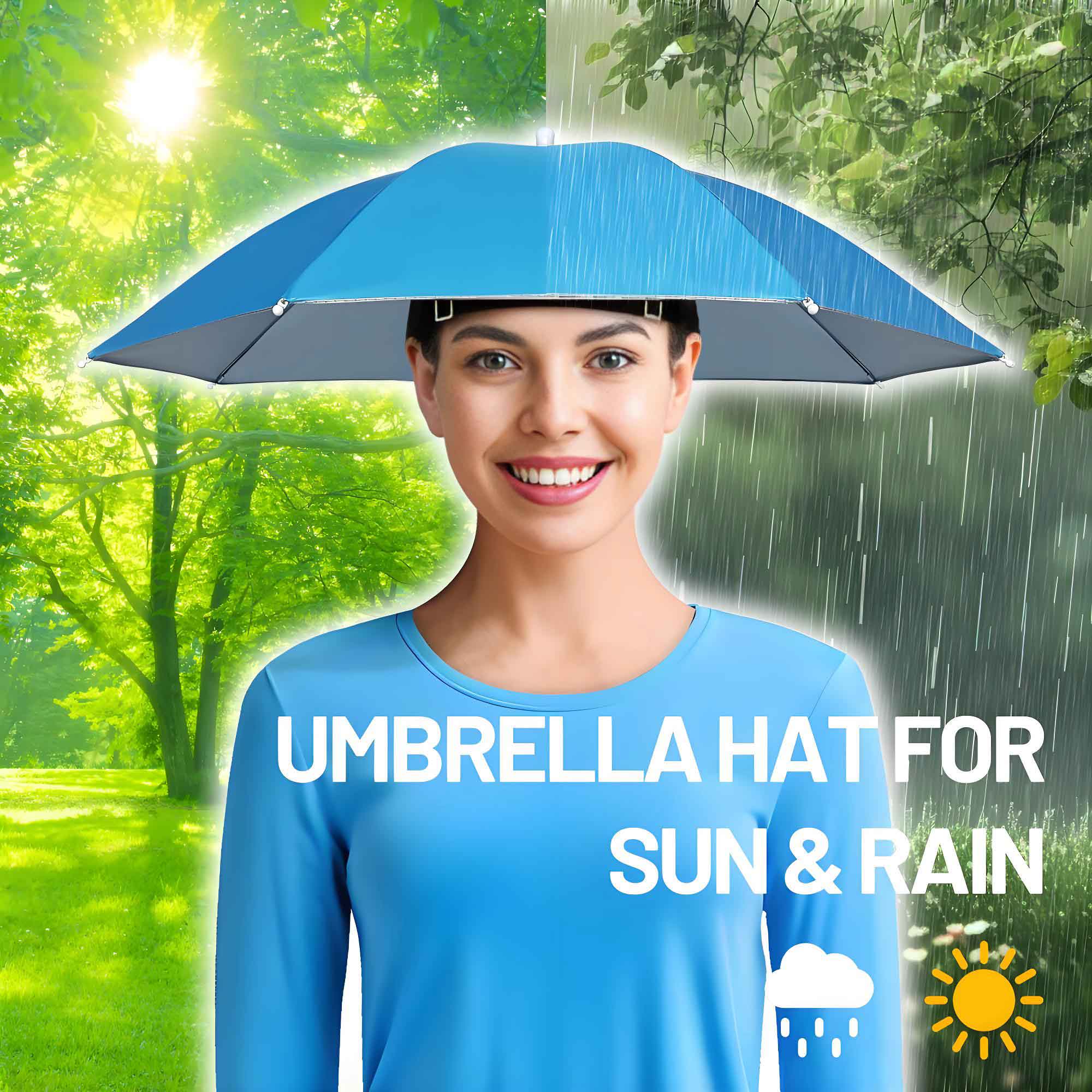 Fishing Umbrella Hat, Lightweight Hands-Free Design with Adjustable Headband, Head Umbrella Hats for Adults Women & Men, 8-Rib Sun Rain Cap for Fishing, Gardening, Camping & Outdoor Use Fishing Umbrella Hat, Lightweight Hands-Free Design with Adjustable Headband, Head Umbrella Hats for Adults Women & Men, 8-Rib Sun Rain Cap for Fishing, Gardening, Camping & Outdoor Use
