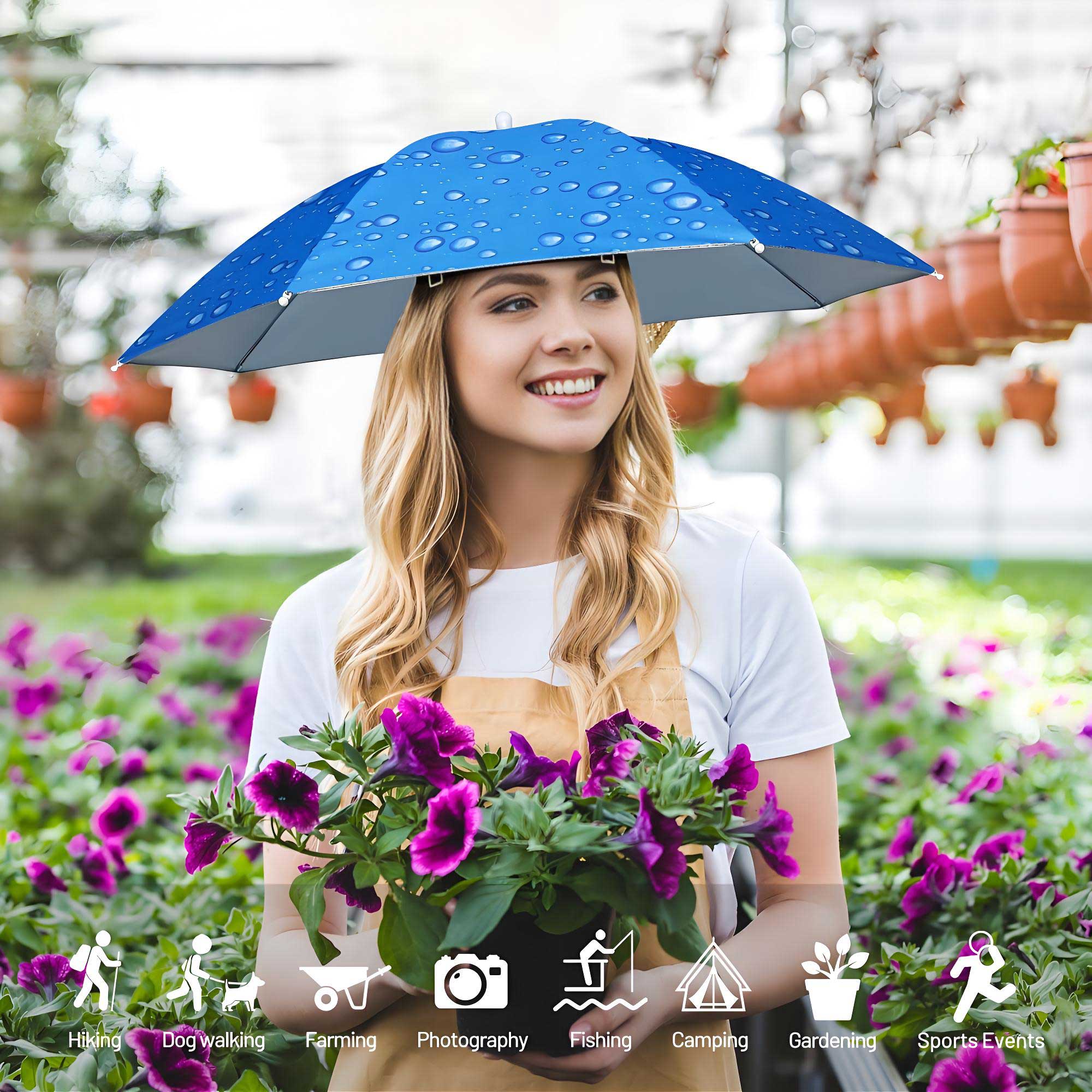Fishing Umbrella Hat, Lightweight Hands-Free Design with Adjustable Headband, Head Umbrella Hats for Adults Women & Men, 8-Rib Sun Rain Cap for Fishing, Gardening, Camping & Outdoor Use Fishing Umbrella Hat, Lightweight Hands-Free Design with Adjustable Headband, Head Umbrella Hats for Adults Women & Men, 8-Rib Sun Rain Cap for Fishing, Gardening, Camping & Outdoor Use
