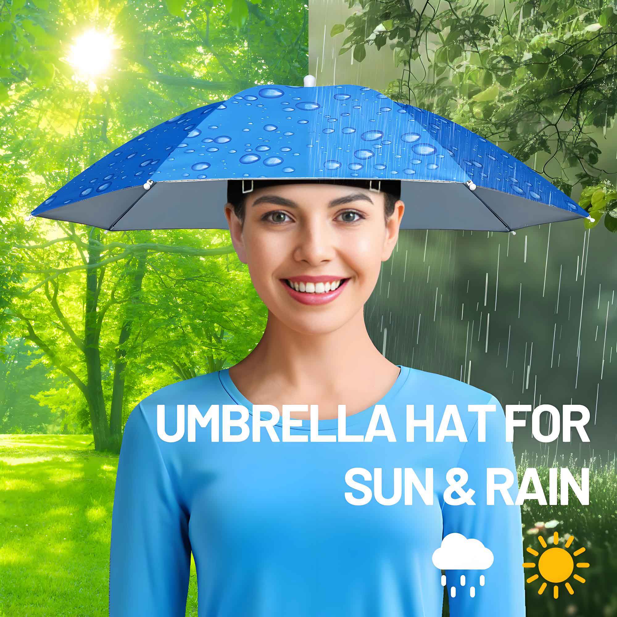 Fishing Umbrella Hat, Lightweight Hands-Free Design with Adjustable Headband, Head Umbrella Hats for Adults Women & Men, 8-Rib Sun Rain Cap for Fishing, Gardening, Camping & Outdoor Use Fishing Umbrella Hat, Lightweight Hands-Free Design with Adjustable Headband, Head Umbrella Hats for Adults Women & Men, 8-Rib Sun Rain Cap for Fishing, Gardening, Camping & Outdoor Use
