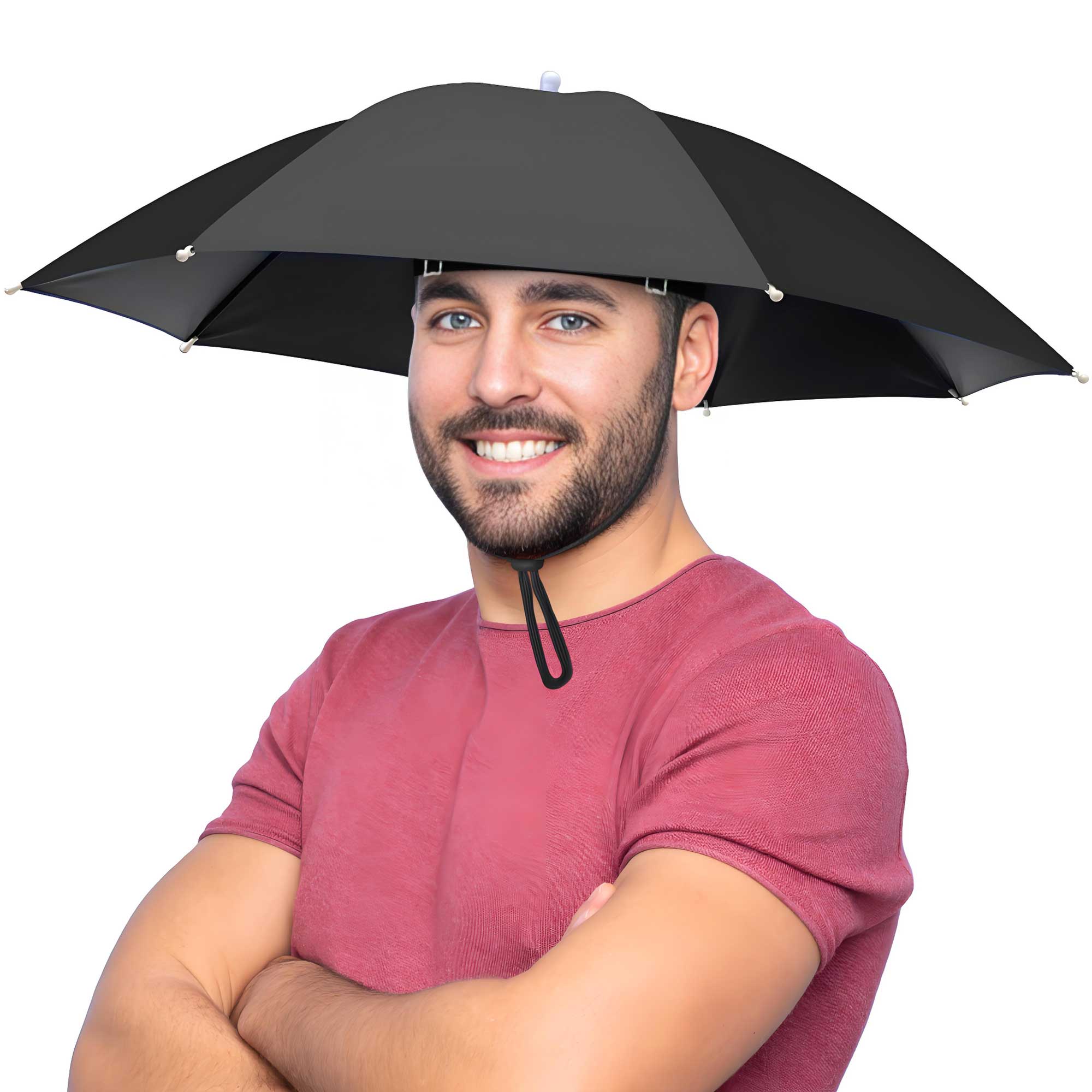 Fishing Umbrella Hat for Adults,Adjustable Headband,Lightweight Design with 8-Rib Frame for Sun & Light Rain,Fishing,Gardening & Outdoor Activities