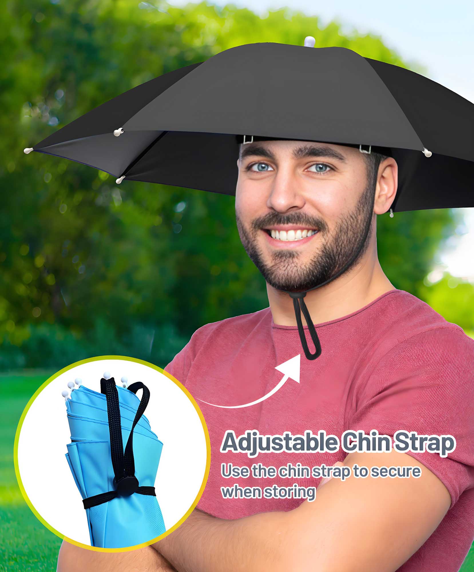 Fishing Umbrella Hat for Adults,Adjustable Headband,Lightweight Design with 8-Rib Frame for Sun & Light Rain,Fishing,Gardening & Outdoor Activities Fishing Umbrella Hat for Adults,Adjustable Headband,Lightweight Design with 8-Rib Frame for Sun & Light Rain,Fishing,Gardening & Outdoor Activities