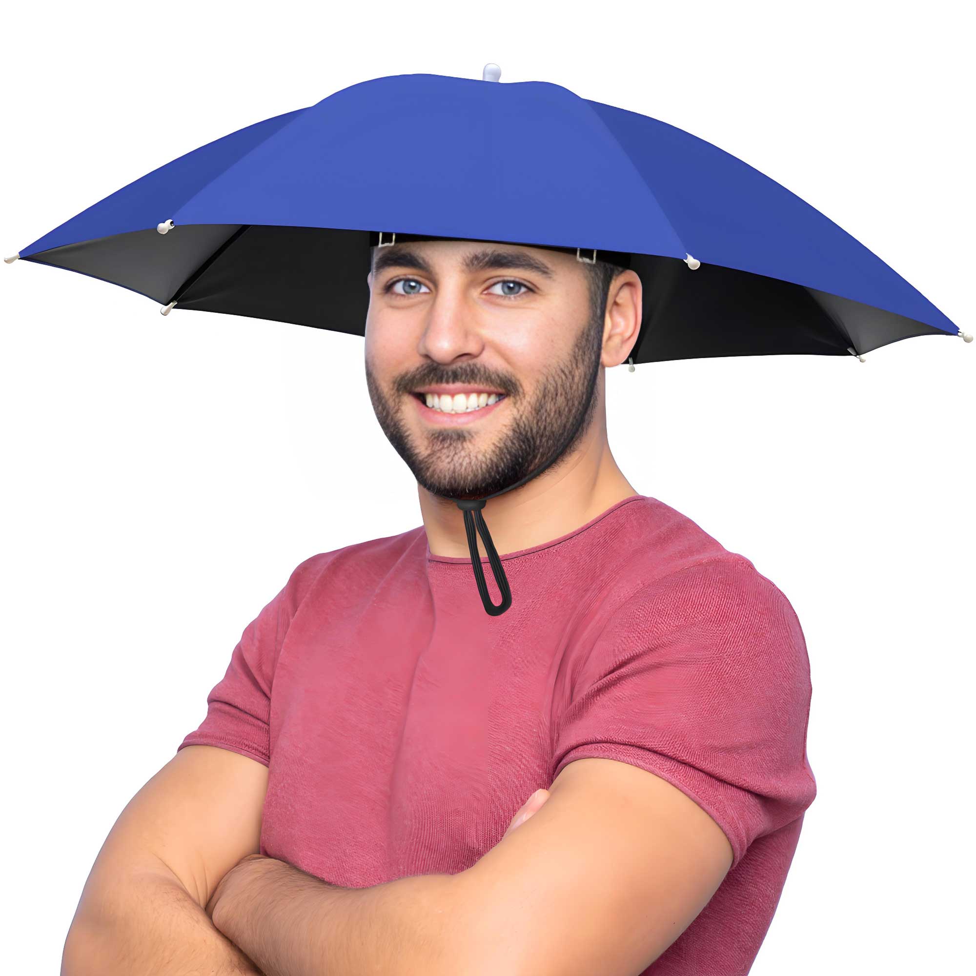 Fishing Umbrella Hat for Adults,Adjustable Headband,Lightweight Design with 8-Rib Frame for Sun & Light Rain,Fishing,Gardening & Outdoor Activities