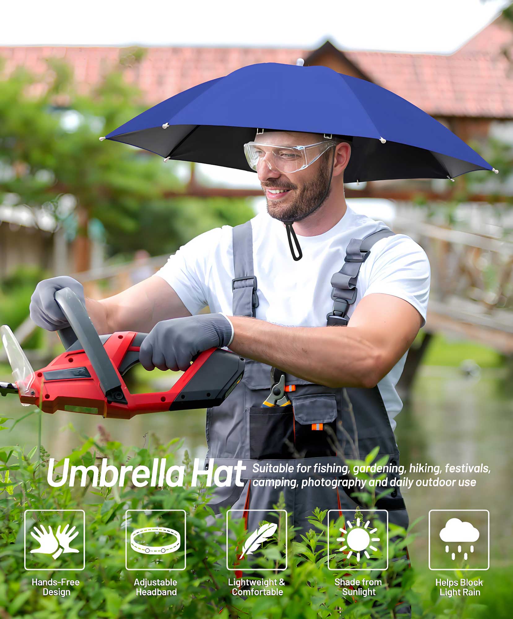 Fishing Umbrella Hat for Adults,Adjustable Headband,Lightweight Design with 8-Rib Frame for Sun & Light Rain,Fishing,Gardening & Outdoor Activities Fishing Umbrella Hat for Adults,Adjustable Headband,Lightweight Design with 8-Rib Frame for Sun & Light Rain,Fishing,Gardening & Outdoor Activities