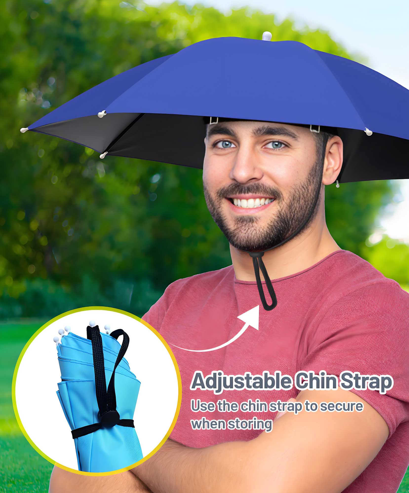 Fishing Umbrella Hat for Adults,Adjustable Headband,Lightweight Design with 8-Rib Frame for Sun & Light Rain,Fishing,Gardening & Outdoor Activities Fishing Umbrella Hat for Adults,Adjustable Headband,Lightweight Design with 8-Rib Frame for Sun & Light Rain,Fishing,Gardening & Outdoor Activities