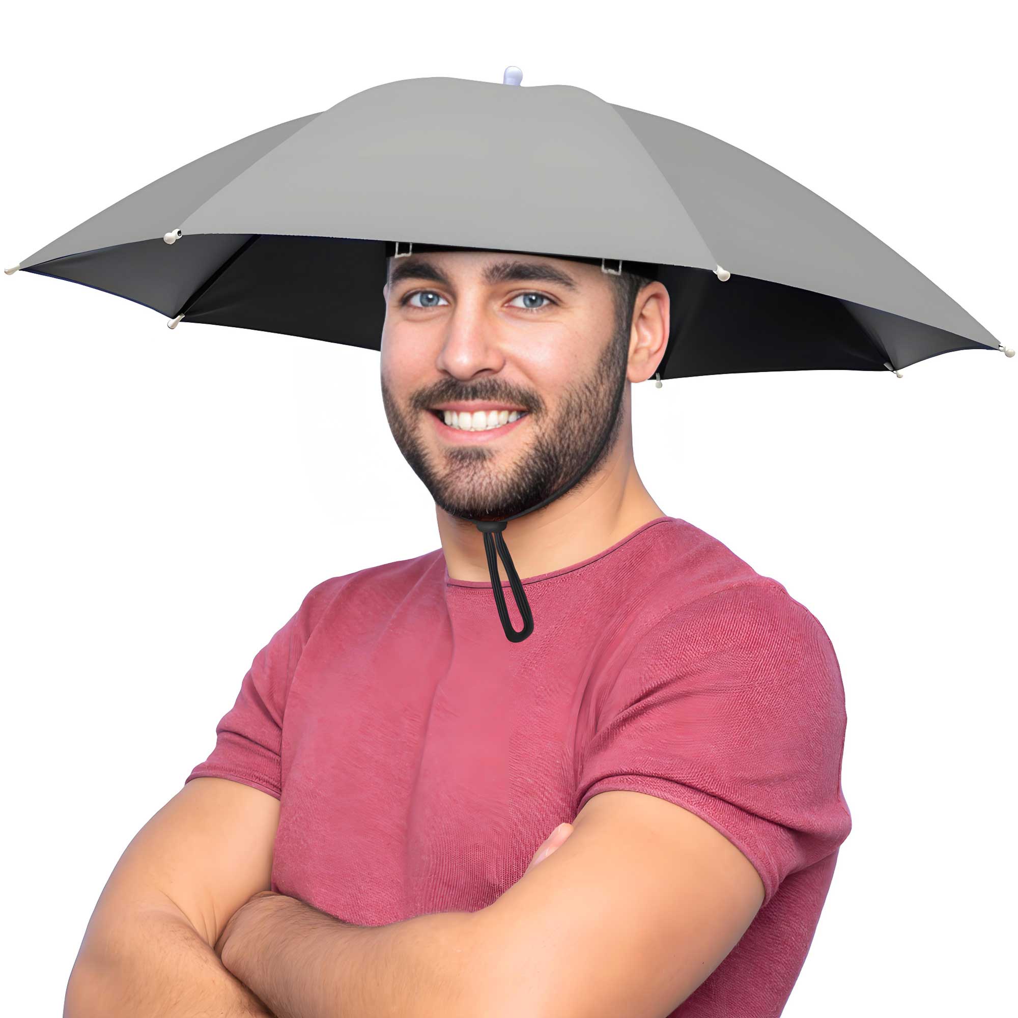 Fishing Umbrella Hat for Adults,Adjustable Headband,Lightweight Design with 8-Rib Frame for Sun & Light Rain,Fishing,Gardening & Outdoor Activities