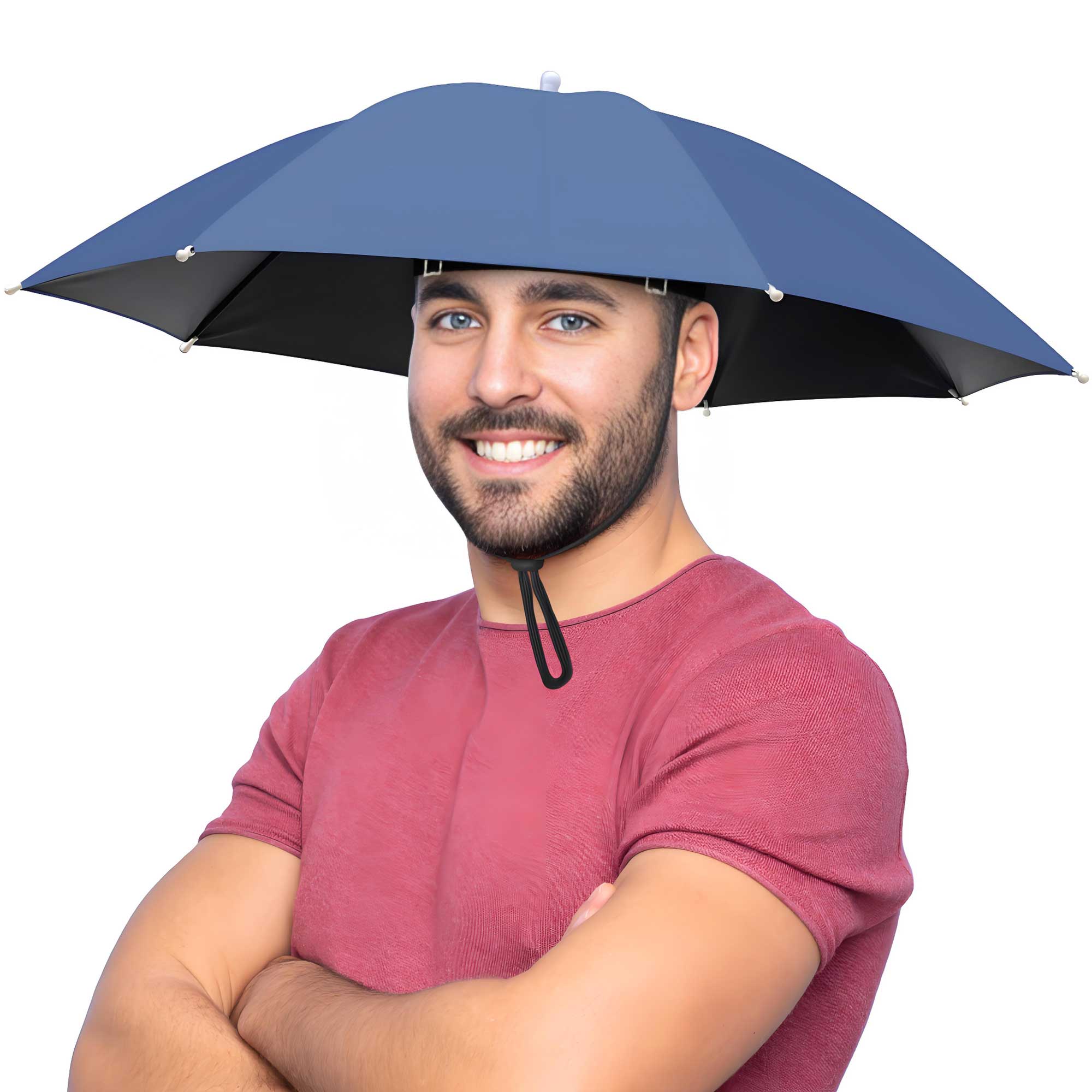 Fishing Umbrella Hat for Adults,Adjustable Headband,Lightweight Design with 8-Rib Frame for Sun & Light Rain,Fishing,Gardening & Outdoor Activities