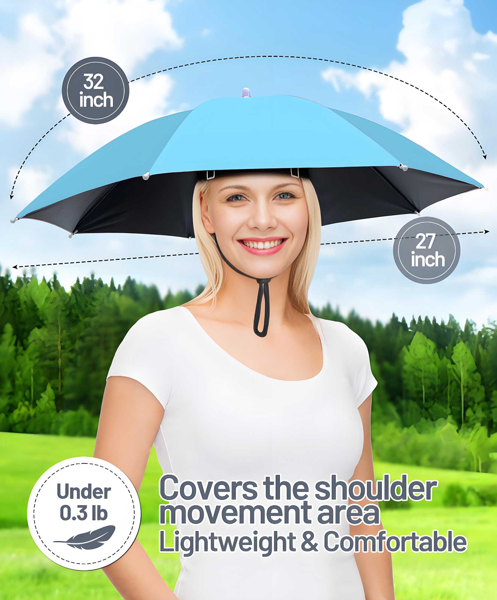 Fishing Umbrella Hat for Adults,Adjustable Headband,Lightweight Design with 8-Rib Frame for Sun & Light Rain,Fishing,Gardening & Outdoor Activities Fishing Umbrella Hat for Adults,Adjustable Headband,Lightweight Design with 8-Rib Frame for Sun & Light Rain,Fishing,Gardening & Outdoor Activities