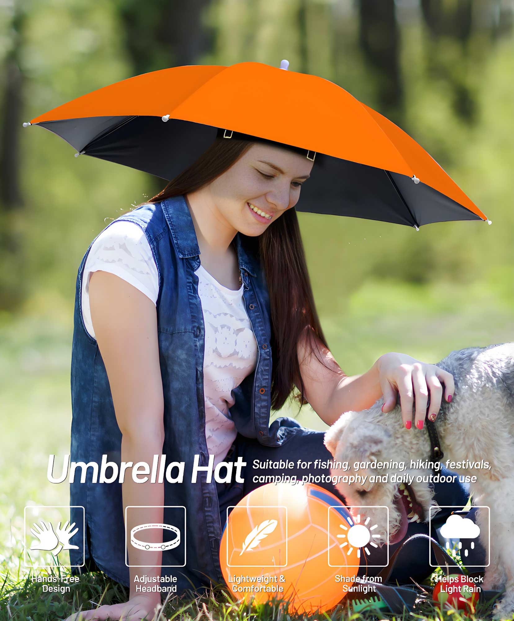 Fishing Umbrella Hat for Adults,Adjustable Headband,Lightweight Design with 8-Rib Frame for Sun & Light Rain,Fishing,Gardening & Outdoor Activities Fishing Umbrella Hat for Adults,Adjustable Headband,Lightweight Design with 8-Rib Frame for Sun & Light Rain,Fishing,Gardening & Outdoor Activities