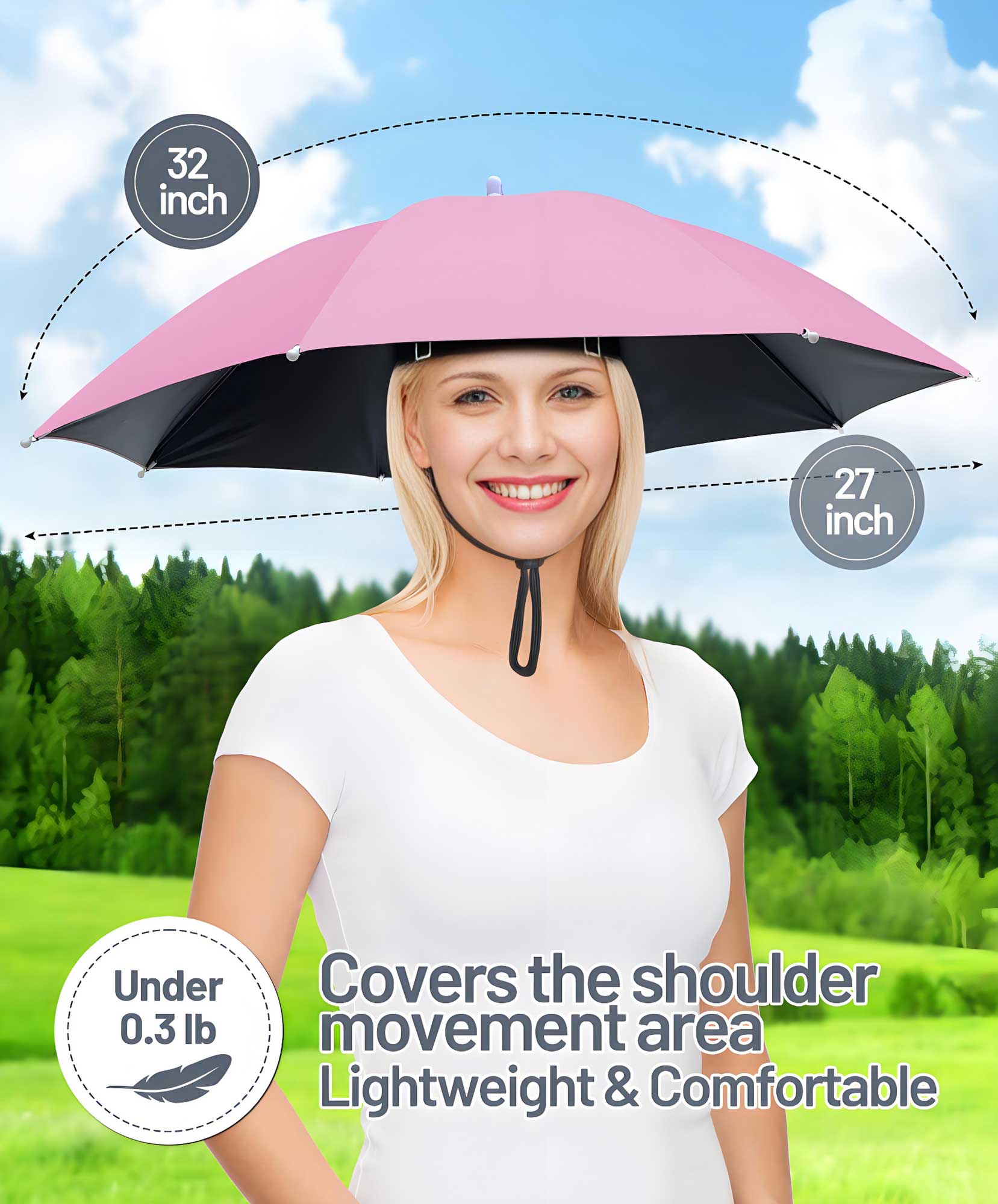 Fishing Umbrella Hat for Adults,Adjustable Headband,Lightweight Design with 8-Rib Frame for Sun & Light Rain,Fishing,Gardening & Outdoor Activities Fishing Umbrella Hat for Adults,Adjustable Headband,Lightweight Design with 8-Rib Frame for Sun & Light Rain,Fishing,Gardening & Outdoor Activities