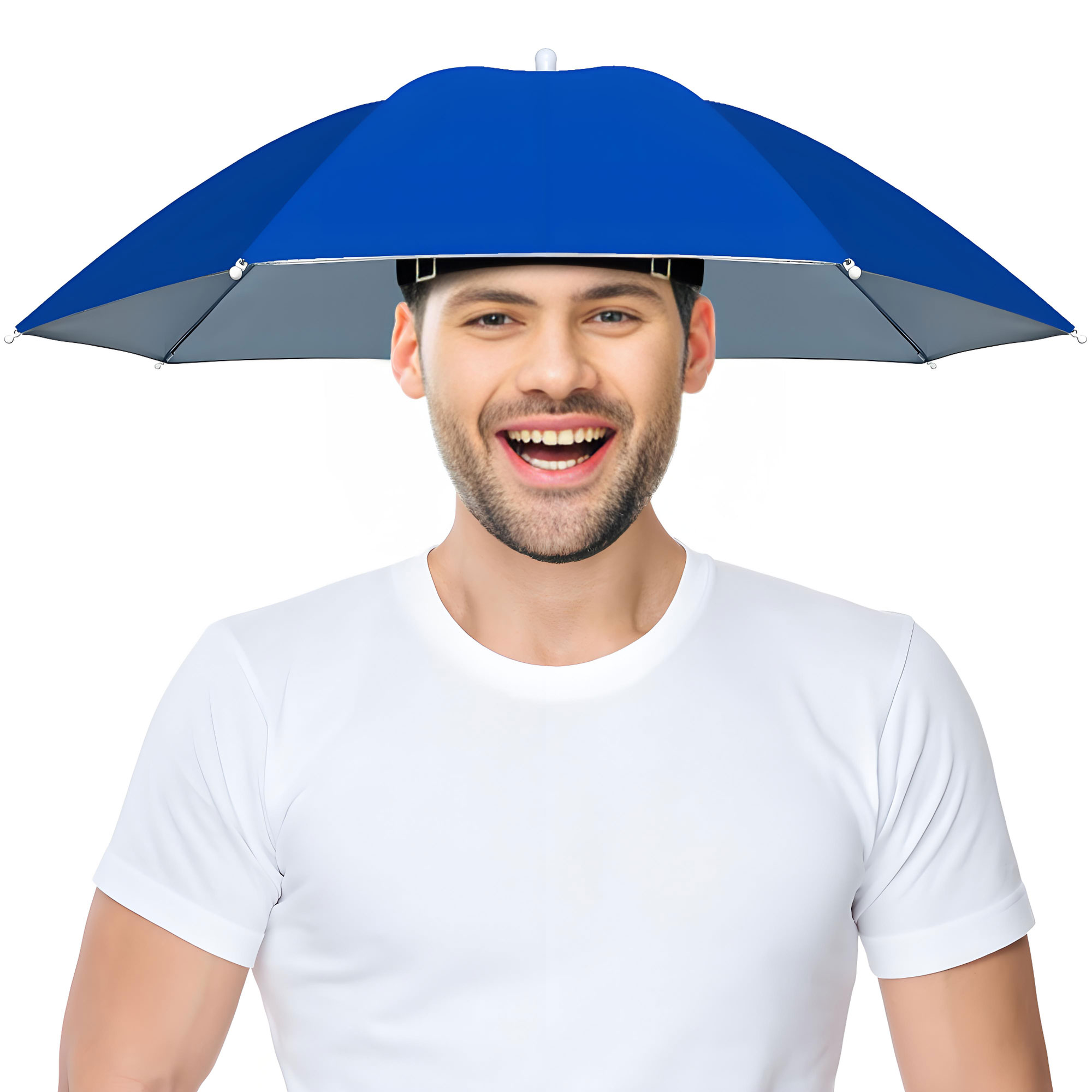 Fishing Umbrella Hat, Lightweight Hands-Free Design with Adjustable Headband, Head Umbrella Hats for Adults Women & Men, 8-Rib Sun Rain Cap for Fishing, Gardening, Camping & Outdoor Use
